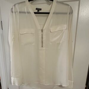 Express Women's Cream Blouse with Zipper Detail